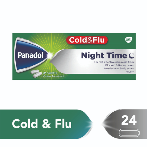 Panadol Panadol Cold And Flu, Night Time, For Common Cold - 24 Caplets