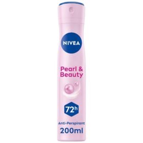 NIVEA Pearl & Beauty Antiperspirant Deodorant for Women 72H Active, Spray 200ml