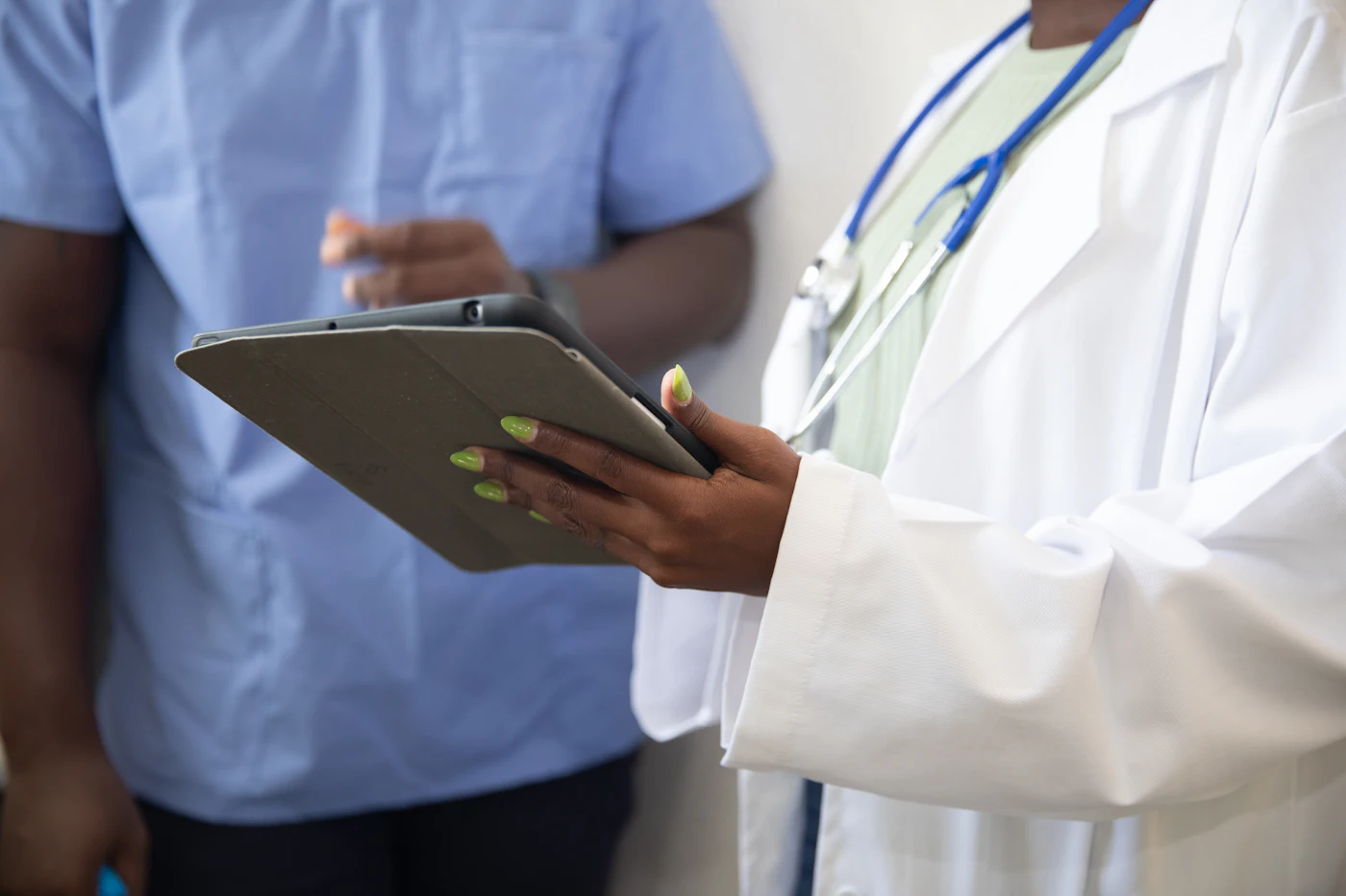 Healthcare professionals reviewing patient information